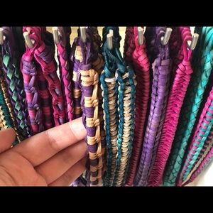 96PC handmade leather bracelets with wooden displa